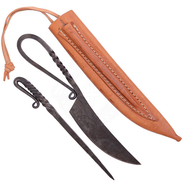 Geschmiedetes Messer und Pfriem Set.